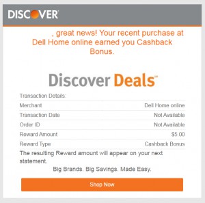 Discover Deals Rewards Confirmation