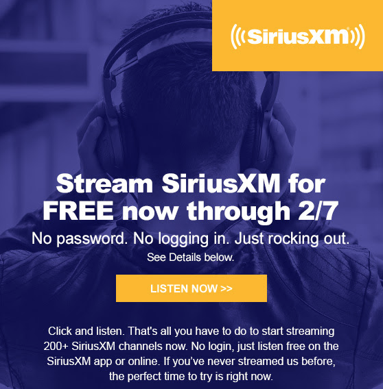Stream SiriusXM Radio for Free Now Through February 7th Savings Beagle