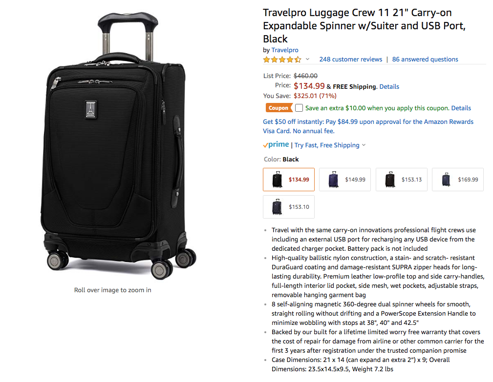 amazon travelpro crew 11