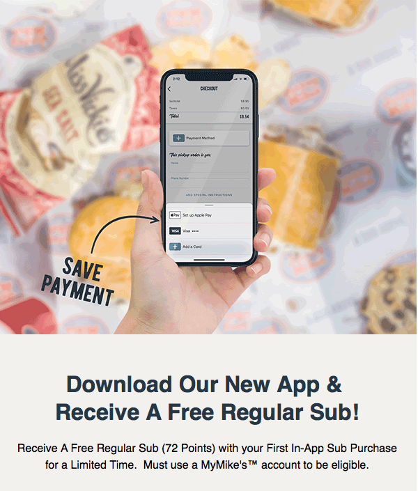 jersey mike's app free sub