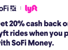 Get 20% Back on Lyft Rides Through February 18, 2020 When You Use Your SoFi Money Card to Pay