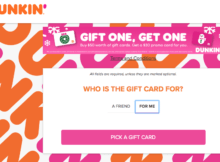 Dunkin’ Promotion: Buy  worth of Dunkin’ Gift Cards and Get a  Promo Card