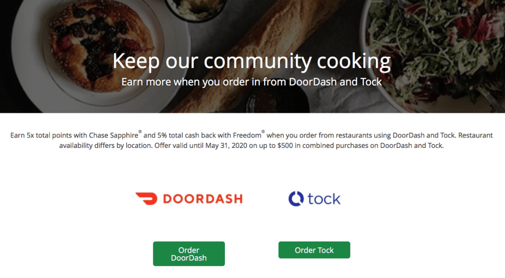 Earn 5x Ultimate Rewards Points Or 5 Cash Back On Doordash And Tock Food Delivery Purchases Savings Beagle