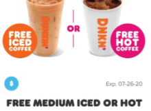 Dunkin’ Perks Members in Select States Can Enjoy a Free Medium Iced or Hot Coffee Wednesdays Through July 22