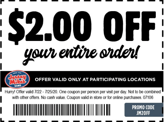 jersey mike's coupon 2020