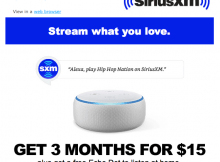 SiriusXM Streaming Subscription Deal:  for Three Months and a Free Amazon Echo Dot