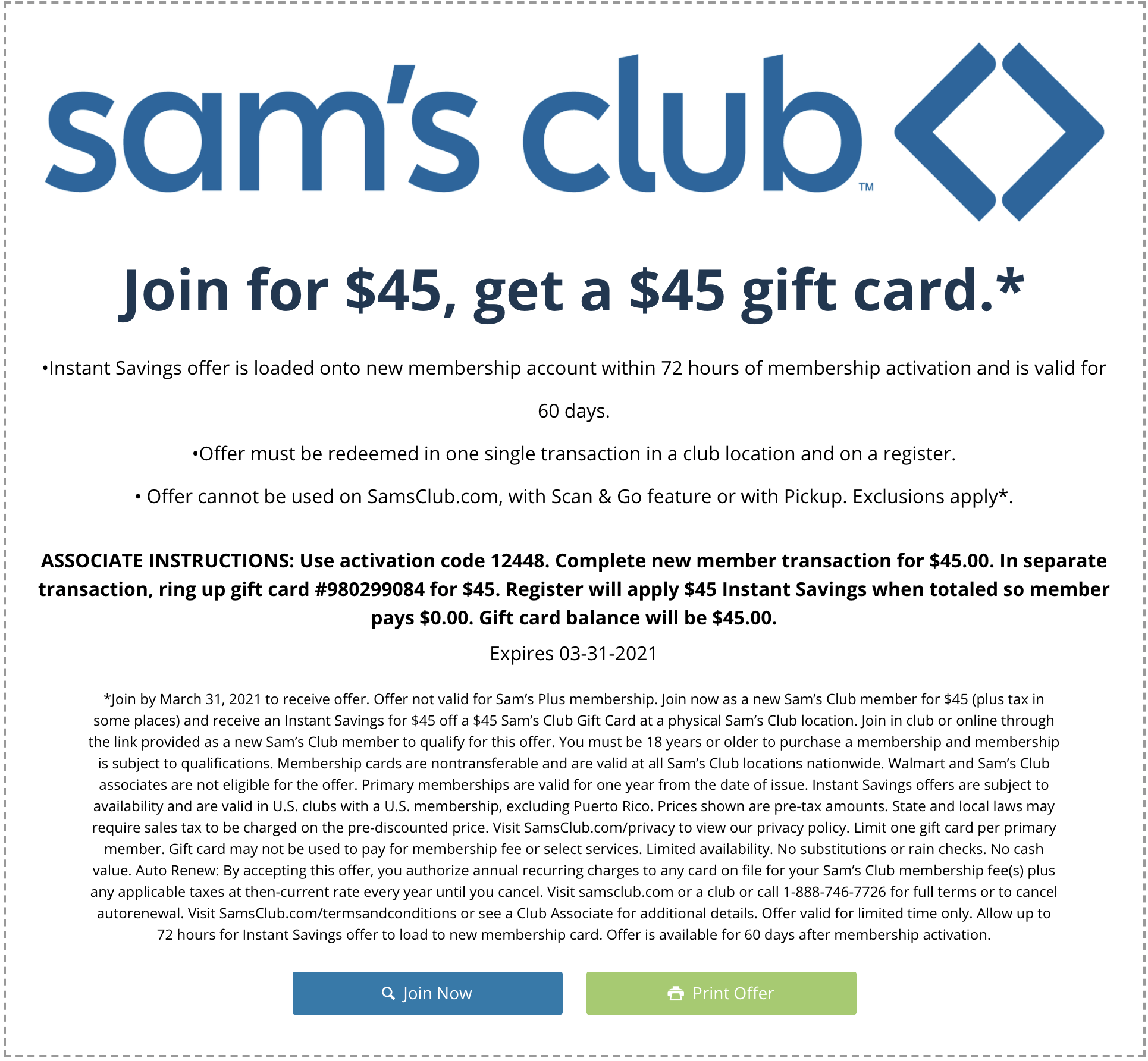 Join Sam's Club with This Deal and Your Membership Fee is Effectively
