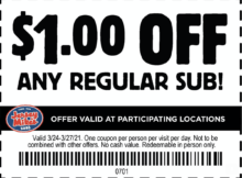 Jersey Mike’s: Save  on a Regular Sub Purchase March 24 – 27, 2021
