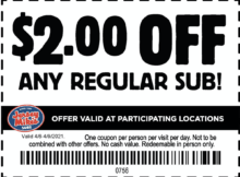 Enjoy  Off a Jersey Mike’s Regular-Sized Sub – In-Store or Via App – April 6 – 9, 2021