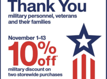 Target Offering Two 10% Off Discounts for Veterans, Current Military Personnel and Their Families November 1 – 13, 2021