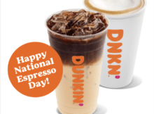 Dunkin’ Celebrating National Espresso Day with a Buy One, Get a Future One Free Deal for Perks Members on Tuesday, November 23, Only