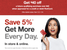 January 2022 – New Target RedCard Applicants Recieve a  Savings Off  or More Future Purchase