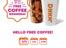 Dunkin’ Offering Perks Members a Free Medium Coffee Wednesdays in February in Select States (Listed in Post)