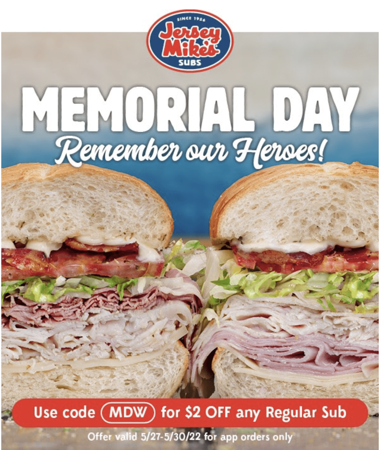 Jersey Mike's Offers $2 Off Any Regular Sub In The App From