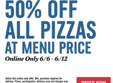 Domino’s is Offering 50% Off All Menu-Priced Pizzas When Ordered Online June 6 – 12, 2022