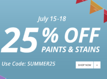 Sherwin Williams Paint and Stain Sale – 25% Off Friday, July 15 – Monday, July 18, 2022