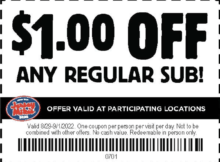Jersey Mike’s  Off Any Regular Sized Sub Through September 1, 2022