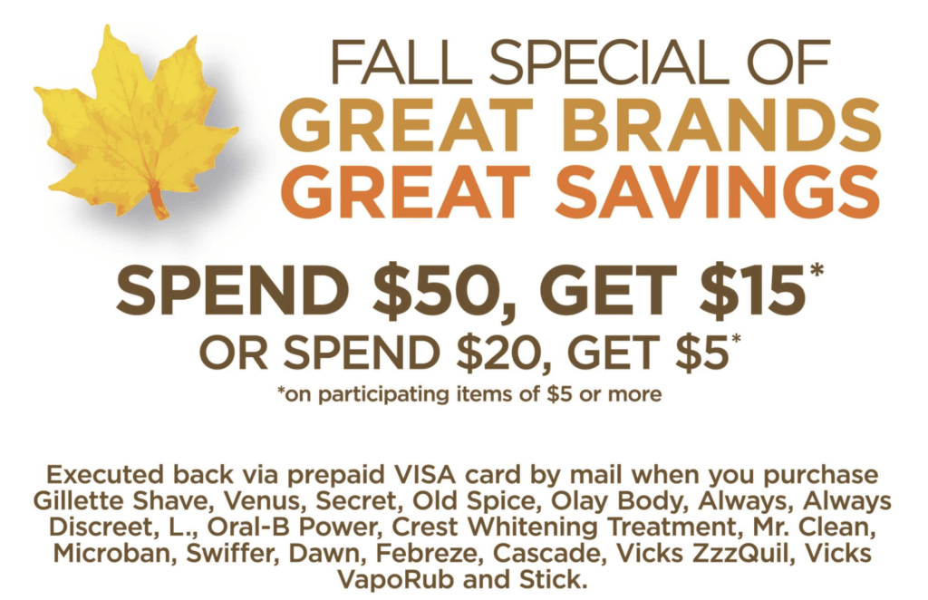 P&G Winter 2021/2022 Rebate Promo - Spend $50 and Get a $15 Gift Card Or  Spend $20 and Get a $5 Gift Card - Savings Beagle