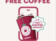 Dunkin’ Offering Select Rewards Members a Free Medium Hot or Iced Coffee Mondays Through November 28, 2022, With a Purchase
