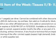 Grubhub  Off  Promo Code is Tissue – Good Through November 15, 2022
