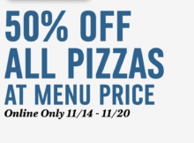 Domino’s 50% Off Menu Priced Pizzas Ordered Online Deal is Back and Good Through November 20, 2022