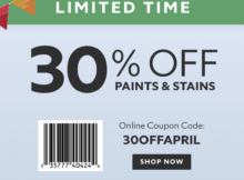 Sherwin Williams 30% Off Paint and Stain Sale April 21 – May 1, 2023