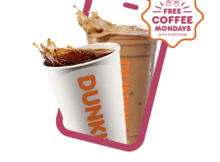 The Dunkin’ Free Coffee Deal is Back – Every Monday Through October 30 Get a Free Medium Hot or Iced Coffee with a Purchase