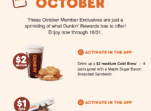 Dunkin’ Rewards Offers for October 2023 + Free Coffee Mondays with a Purchase Through the Month